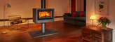 Opus Tempo 80 double sided stove on a pedestal