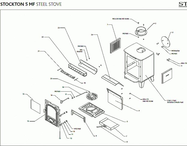 Stovax Stockton 5 stove exploded diagram 2