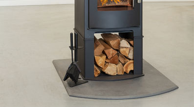 Mendip Churchill 8 double sided stove with log store