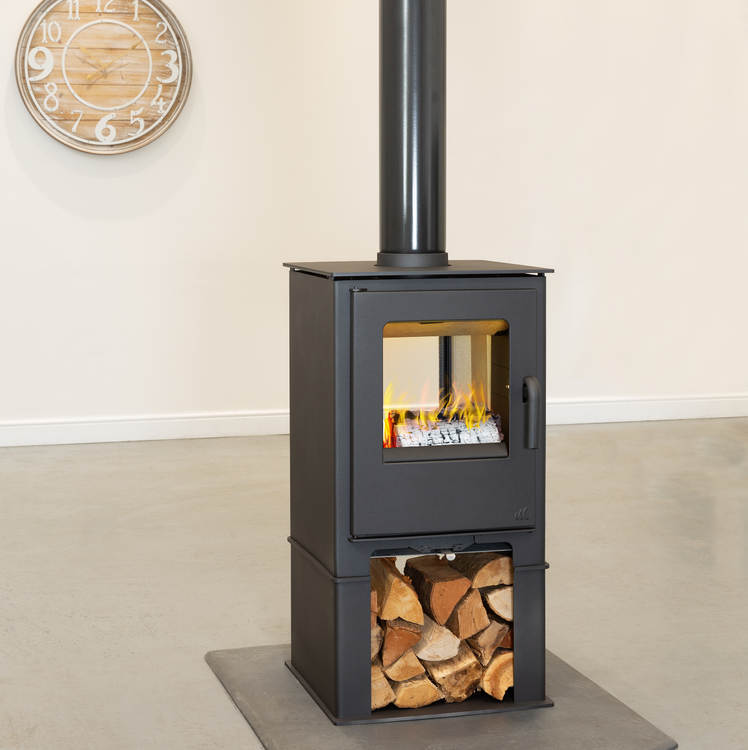 Mendip Loxton 8 double sided stove with logstore