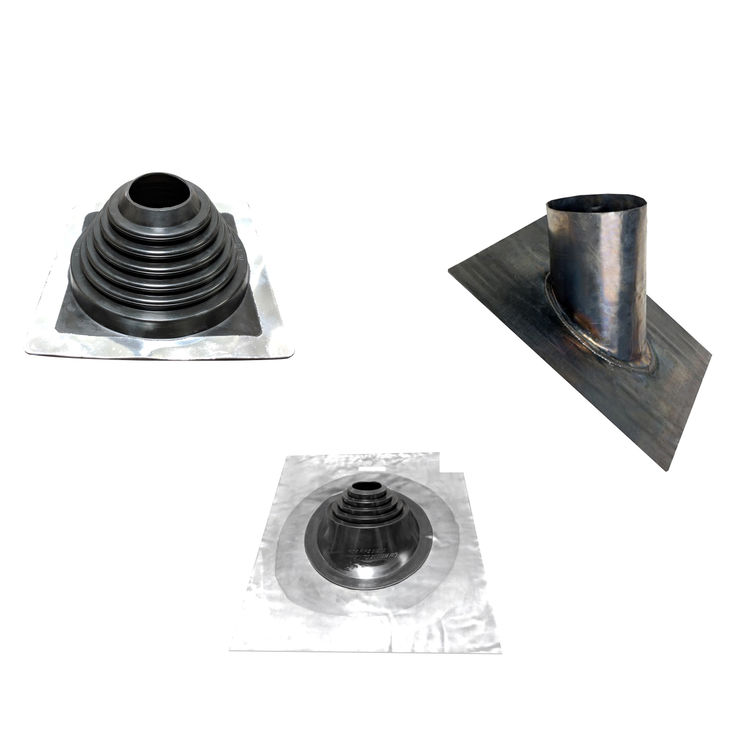 Roof flashings for flue pipe and chimney