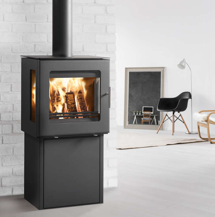 Westfire 23 Woodburning Stove with Side Windows and Pedestal