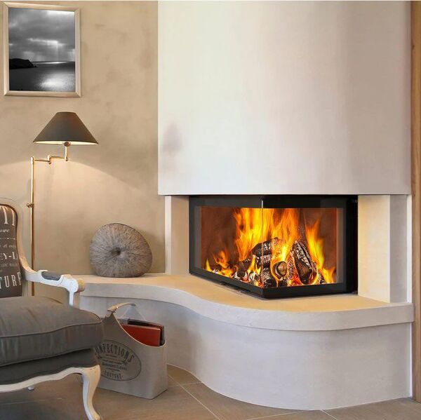 Fondis Ulys 900, 9 KW, Woodburning, 2-sided Corner Inset Stove