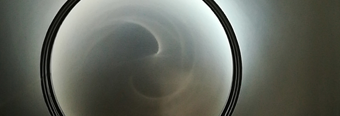 Looking down the inside of a twin wall chimney