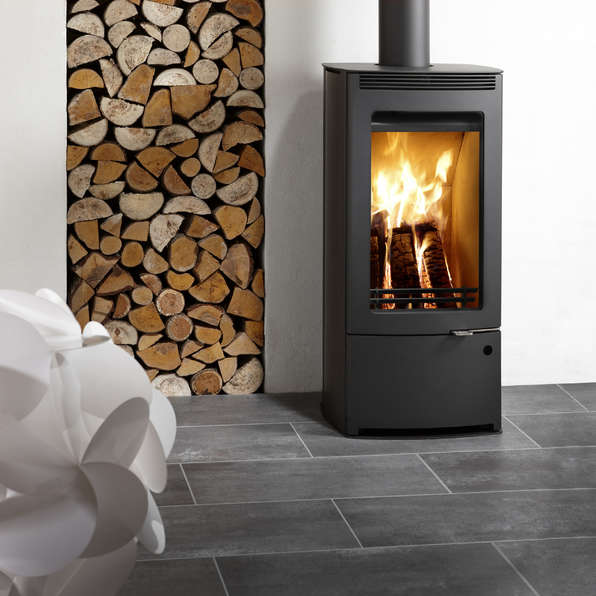 Westfire Uniq 33 stove, wood burning, portrait, rectangular, huge window