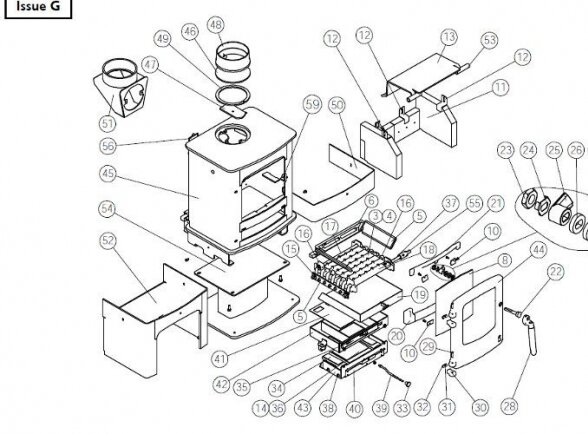 Charnwood Cove 1 Stove exploded diagram