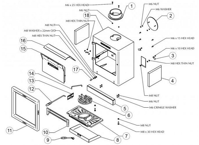 Stovax View 5 Stove exploded diagram 1