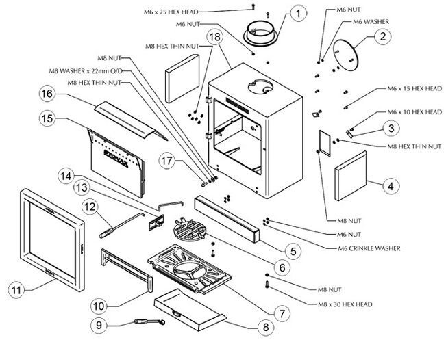 Stovax View 8 Stove exploded diagram 1