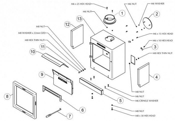 Stovax View 8 Stove exploded diagram 2