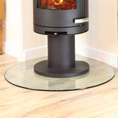 Glass, Black Granite or Grey Himalayan Granite Shaped Hearths