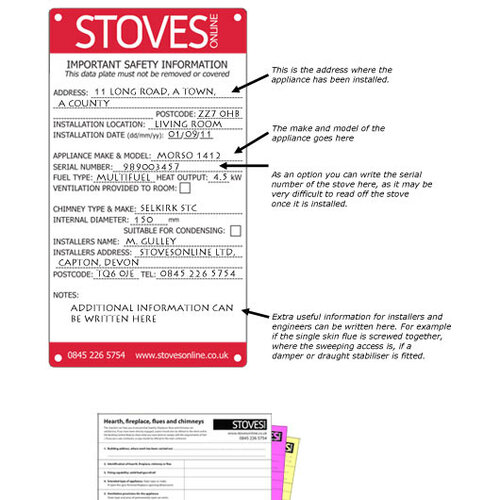 Stovesonline Data Plate
