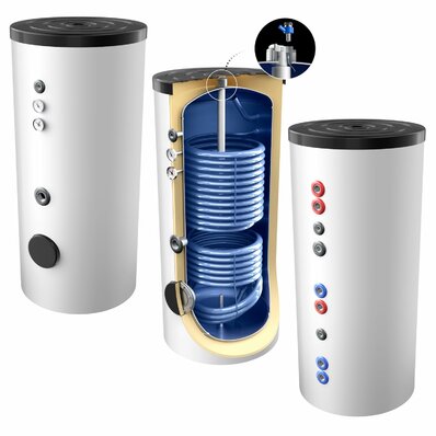 Unvented DHW Cylinder 300LT 3 Coil (1 x solid fuel coil, 1 x gas boiler coil, 1 x solar coil)