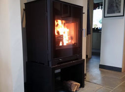 Woodfire Passiv installed with a custom made steel stand (installation)