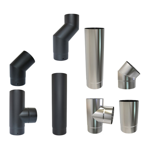 Flue pipe for stoves, enamelled and stainless