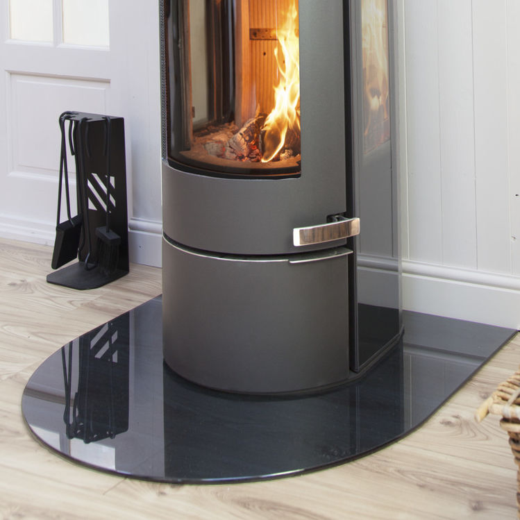 Stove hearths, floor plates, stands and heat shields