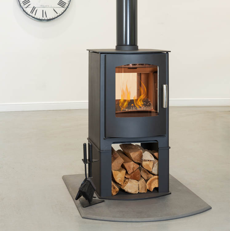 Mendip Churchill 8 double sided stove with log store