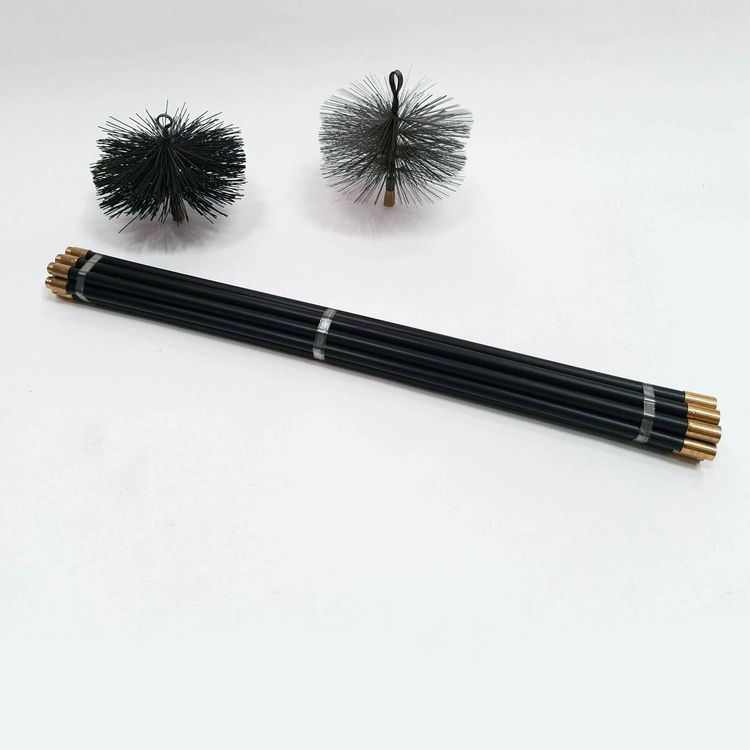 Traditional chimney sweeping rods and brushes