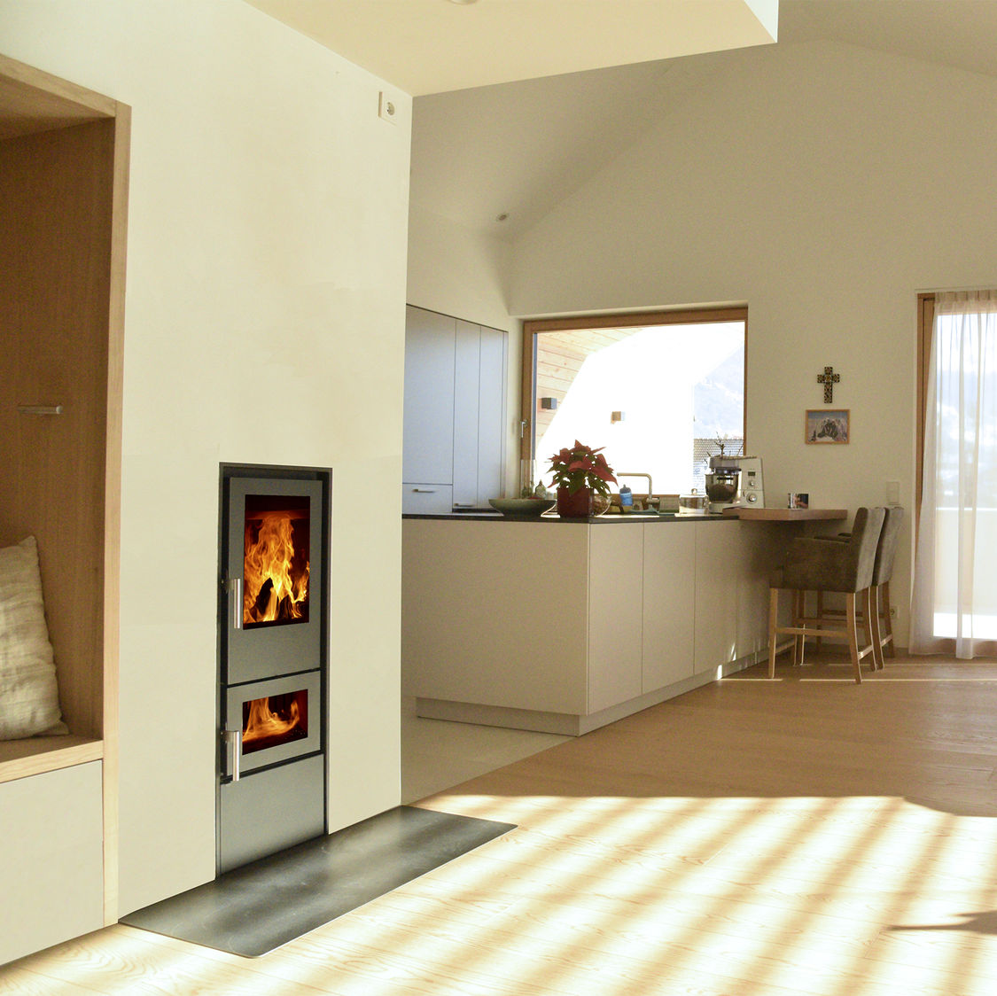 Inset stoves, designed to be built into a wall or enclosure
